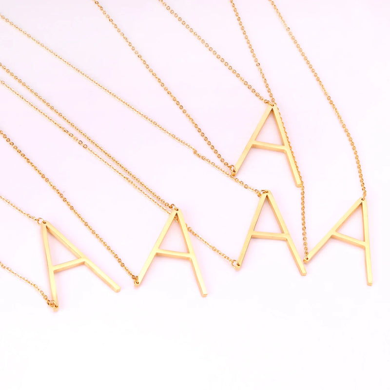 Letter Pendant Necklace Stainless Steel Surname Letters Gift