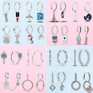 925 Silver Asymmetrical Heart Hoop Earrings for Women
