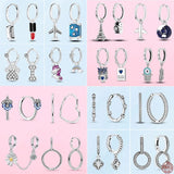 925 Silver Asymmetrical Heart Hoop Earrings for Women