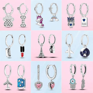925 Silver Aircraft Camera Earrings Women Jewelry Gift