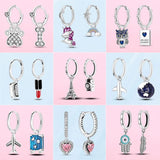 925 Silver Aircraft Camera Earrings Women Jewelry Gift