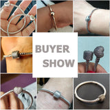 925 Silver Heart Femme Bracelet for Charm Bead DIY Jewelry