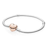 925 Silver Heart Femme Bracelet for Charm Bead DIY Jewelry