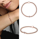 925 Silver Heart Femme Bracelet for Charm Bead DIY Jewelry