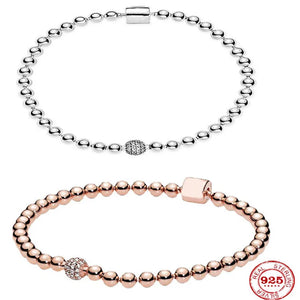 925 Silver Heart Femme Bracelet for Charm Bead DIY Jewelry