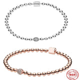 925 Silver Heart Femme Bracelet for Charm Bead DIY Jewelry