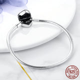Sparking Butterfly Paw Heart Snake Chain Bracelet 925 Sterling Silver Jewelry