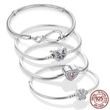 925 Silver Sparkling Butterfly Paw Heart Charm Bracelet for Women