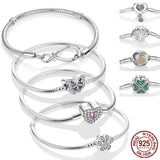 925 Silver Sparkling Butterfly Paw Heart Chain Bracelet
