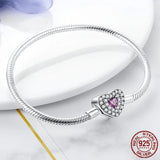925 Silver Butterfly Paw Heart Bracelet Snake Chain DIY Charm Bead Jewelry