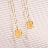Square Tarot 12 Months Flower Birth Necklace Stainless Steel Pendant