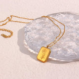Square Tarot 12 Months Flower Birth Necklace Stainless Steel Pendant