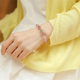 Pink Crystal Beaded Bracelet for Ladies Girls Girlfriends