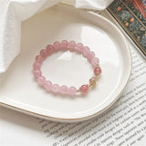 Pink Crystal Beaded Bracelet for Ladies Girls Girlfriends