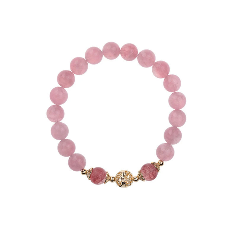 Pink Crystal Beaded Bracelet for Ladies Girls Girlfriends