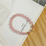 Pink Crystal Beaded Bracelet for Ladies Girls Girlfriends
