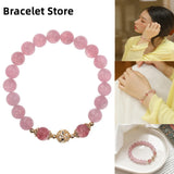 Pink Crystal Beaded Bracelet for Ladies Girls Girlfriends