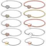 Rose & Moments Heart Clasp Crystal Bracelet 925 Sterling Silver Charm
