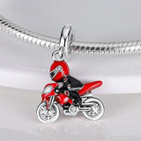 Silver Motorcycle Dangle Bead European Bracelet Bangle