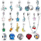 Silver Summer Ocean Series Charms DIY Fine Beads for Bracelet Jewelry