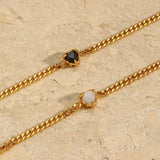 Heart Stone Charm Couple Bracelet For Ladies Gift