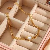 Heart Stone Charm Couple Bracelet For Ladies Gift