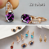 Zircon Earrings 12 Colors Crystal Wedding Jewelry