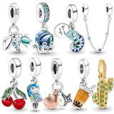 925 Silver Padlock Butterfly Flower Charm for Bracelet Pendant