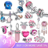 925 Silver Padlock Butterfly Flower Charm for Bracelet Pendant