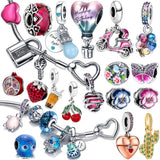 925 Silver Padlock Butterfly Flower Charm for Bracelet Pendant