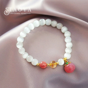 Peach Pendant Opals Charm Bracelet Jewelry Girl's Accessories Gift