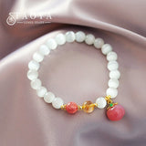 Peach Pendant Opals Charm Bracelet Jewelry Girl's Accessories Gift