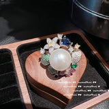925 Silver Pearl Drop Earrings Zircon Jewelry Set
