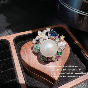 925 Silver Pearl Drop Earrings Zircon Jewelry Set