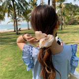 Pearlized Effect Scrunchies Elastic Hair Bands Solid Hairband Ponytail Holder