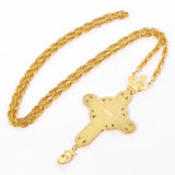 Orthodox Jesus Cross Pendant Necklace with Red Crystal