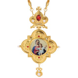 Orthodox Jesus Cross Pendant Necklace with Red Crystal