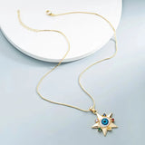 Devil's Eye Pendant Gold-Plated Zircon Pentagram Chain