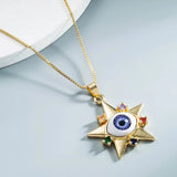 Devil's Eye Pendant Gold-Plated Zircon Pentagram Chain