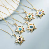 Devil's Eye Pendant Gold-Plated Zircon Pentagram Chain