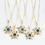 Devil's Eye Pendant Gold-Plated Zircon Pentagram Chain