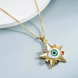Devil's Eye Pendant Gold-Plated Zircon Pentagram Chain