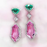 Pink Green Geometric Earrings for Women Anniversary Gift