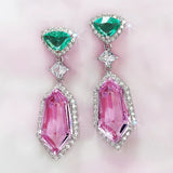 Pink Green Geometric Earrings for Women Anniversary Gift
