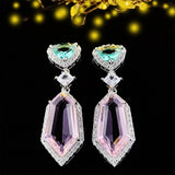 Pink Green Geometric Earrings for Women Anniversary Gift
