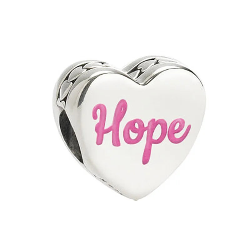 Pink Hope Pendant Charm 925 Silver DIY Jewelry