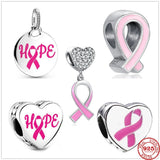 Pink Hope Pendant Charm 925 Silver DIY Jewelry