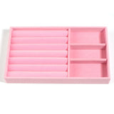 Pink Velvet Jewelry Display Case Earring Storage Organizer Box