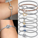 925 Sterling Silver Zircon Heart Daisy Clap Chain Bracelet