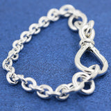 925 Sterling Silver Zircon Heart Daisy Clap Chain Bracelet